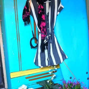 Roxy Surf Beach Dress, S, Blue/White